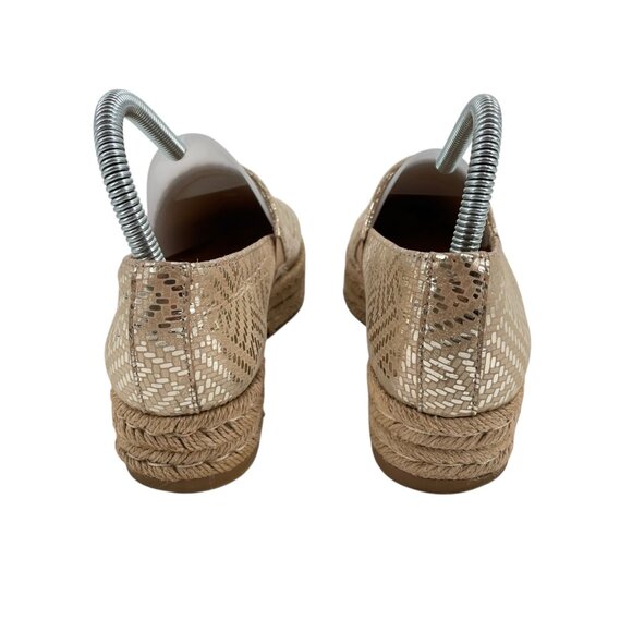 Naturalizer Thea 3 Metallic Shimmer Gold Leather Slip On Espadrilles Womens 7M - Picture 2 of 9